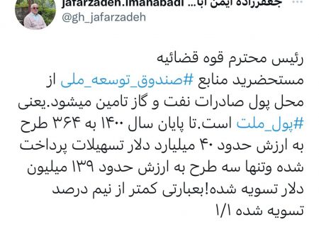 خواستار بررسی وضعیت صندوق توسعه ملی و تعیین تکلیف سرمایه صندوق که سرمایه و پول ملت است شد
