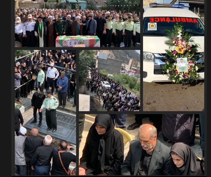 وداع با پلیس فداکار رودباری با “شاخه ی زیتون” و سرود “ای ایران” می آیم