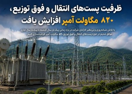 ظرفیت پست‌های انتقال و فوق توزیع، 820 مگاولت آمپر افزایش یافت